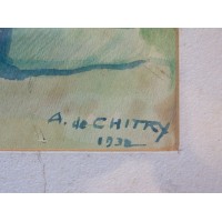 Góral. Anton DE CHITRY 1938. Akwarela na papierze. Sygn